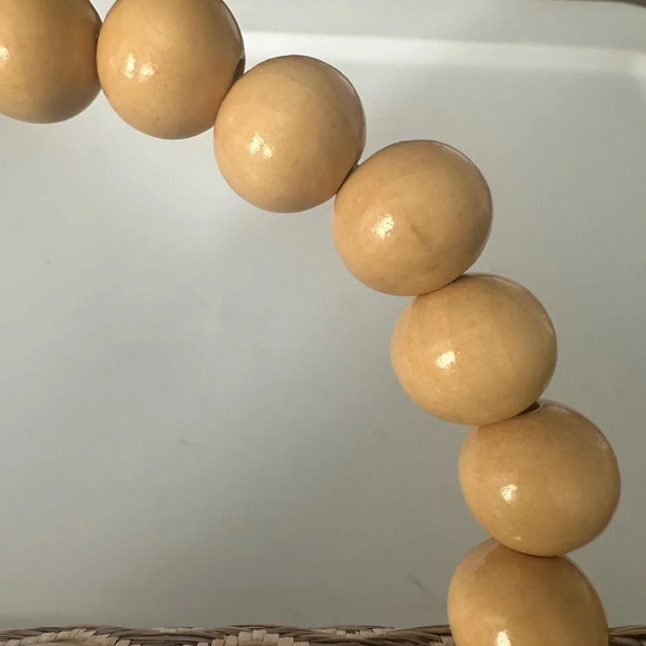 Chevron Straw Wooden Pearl Handle Purse - Picture 7 of 8